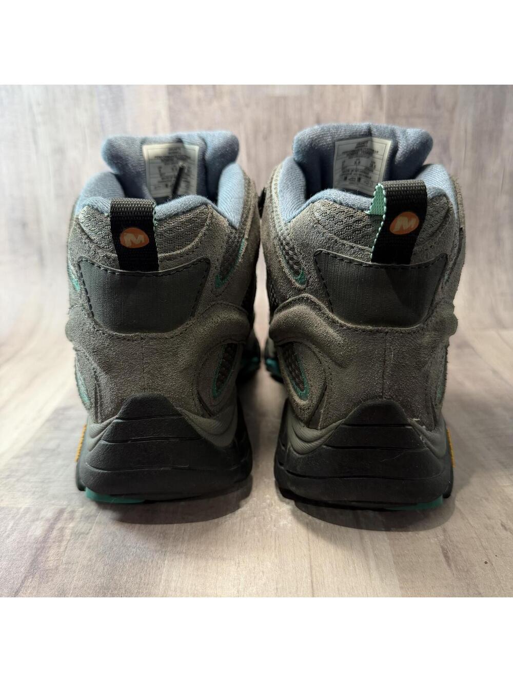Merrell Moab 3 Women's 8 Mid Waterproof Hiking Boot Gray & Teal Lace Up Boots - Picture 5 of 12